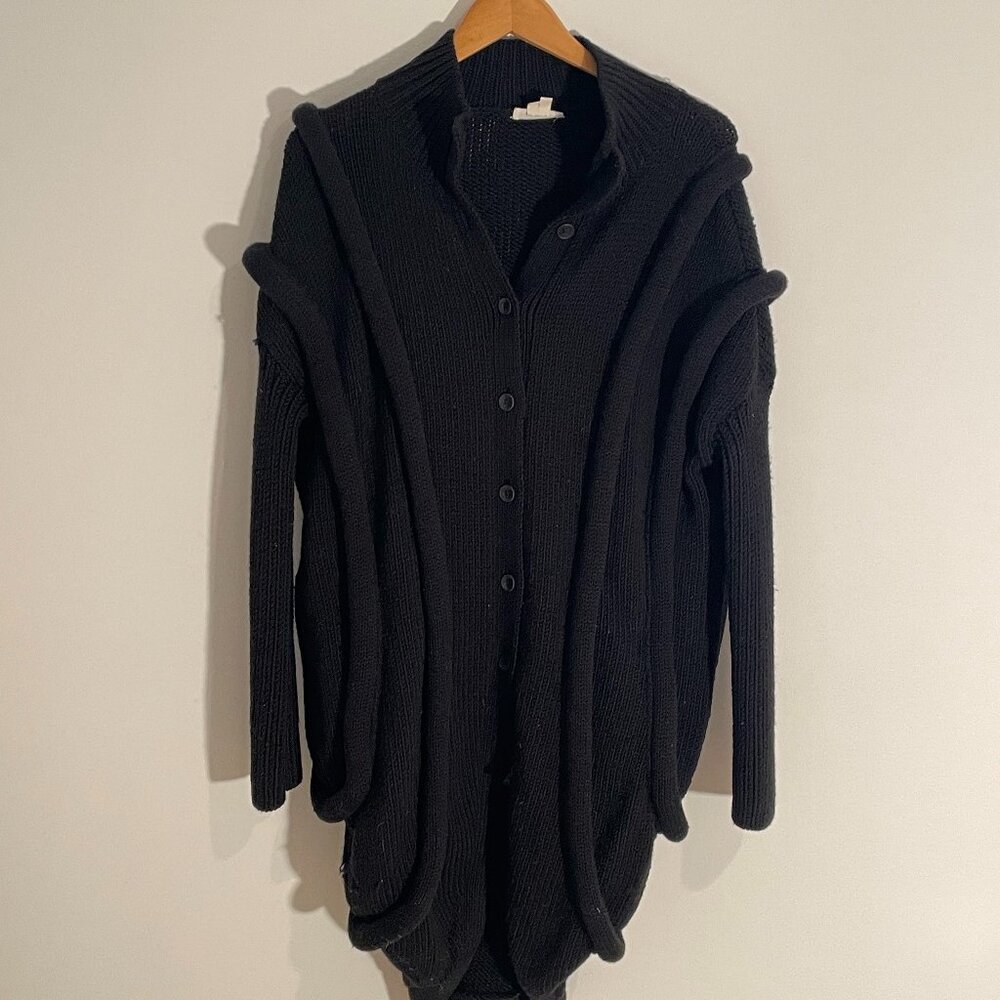 Helmut Lang Thick Knit Sweater Cardigan with Tubing